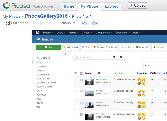 Displaying Google Photos albums in Picasa
