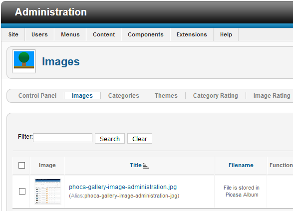Phoca Gallery - Picasa, Google+, Google Photos - Joomla! 2.5