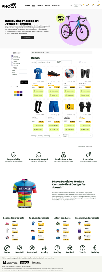 Phoca Sport Template - Mobile Light
