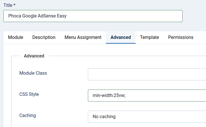 Phoca Google AdSense Easy module - CSS style parameter