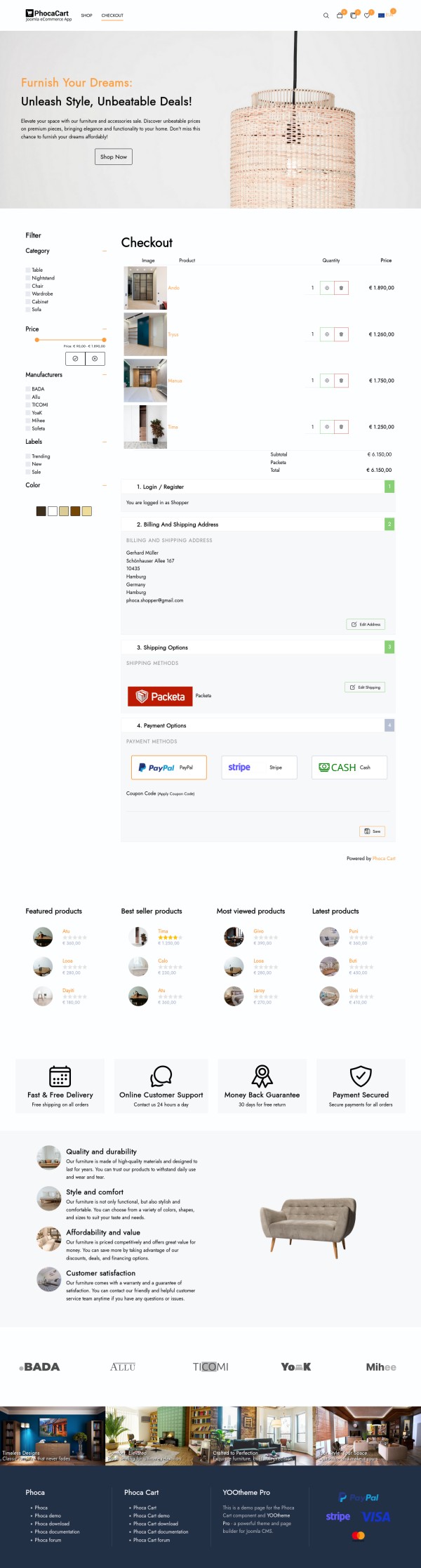 Phoca Cart - YOOtheme - checkout view