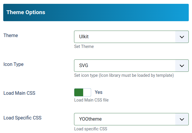 Phoca Cart - YOOtheme options