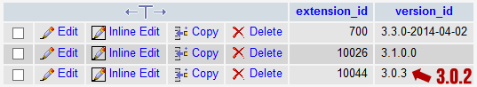 Phoca - edit component version in database