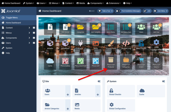 Phoca Cart - Joomla - Desktop shortcuts