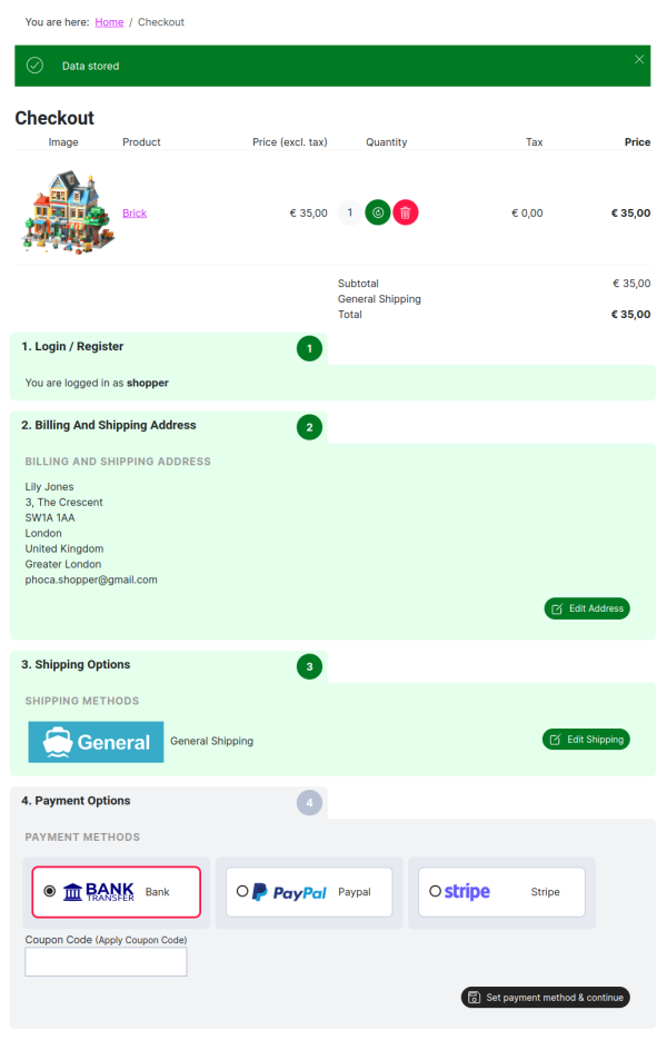 Phoca Cart checkout