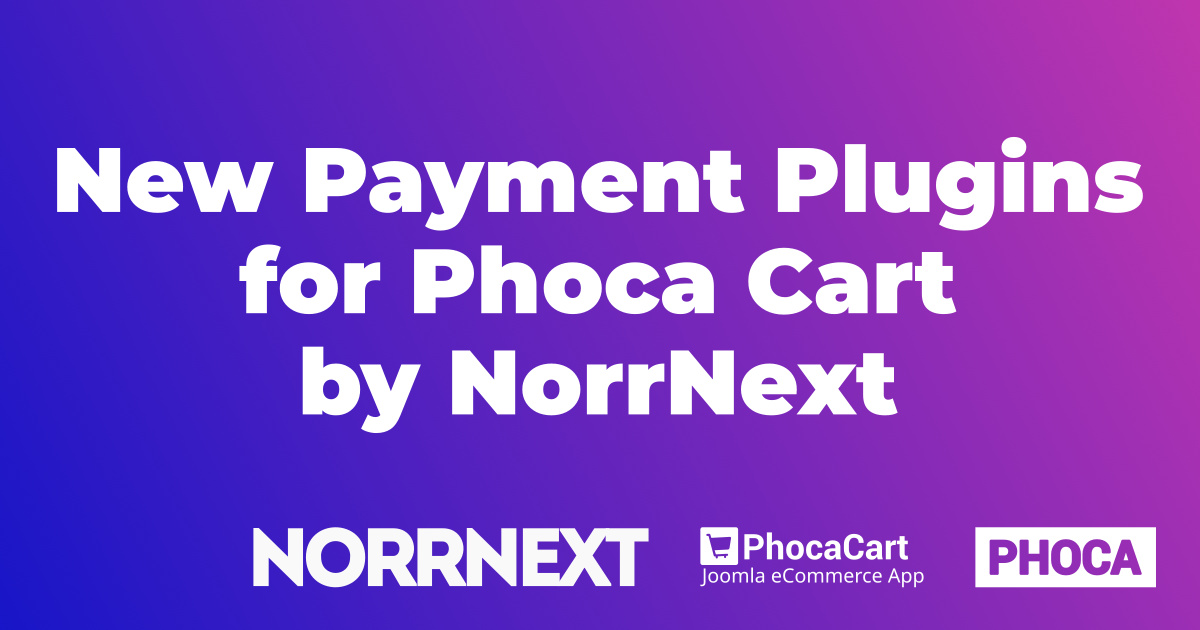 Extra 10 Payment Plugins for Phoca Cart added to NorrNext’s Portfolio
