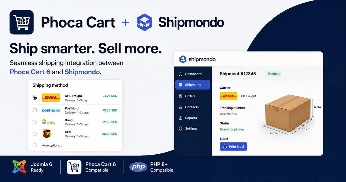 New Shipmondo Shipping Plugin Released for Phoca Cart