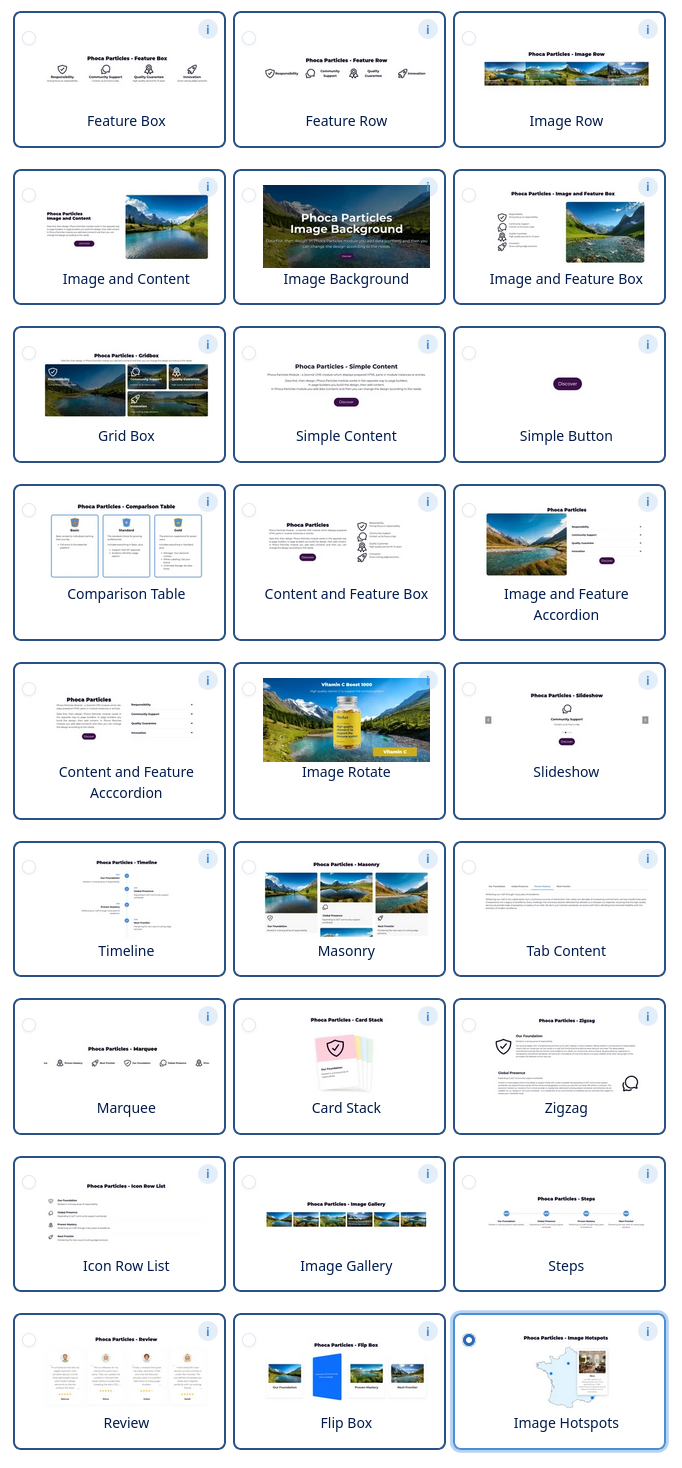Phoca Particles Types