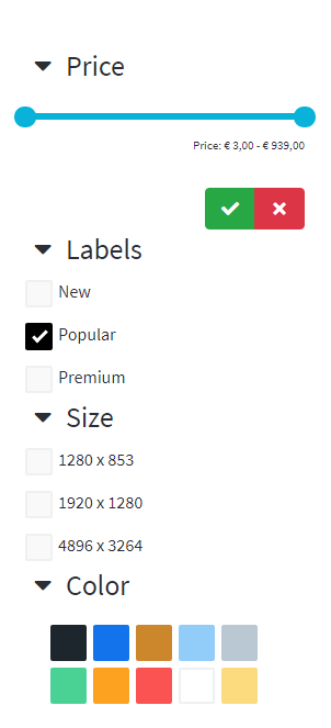 Phoca Cart - Astroid Template - Filter Module