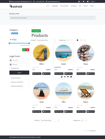 Phoca Cart - Astroid Template