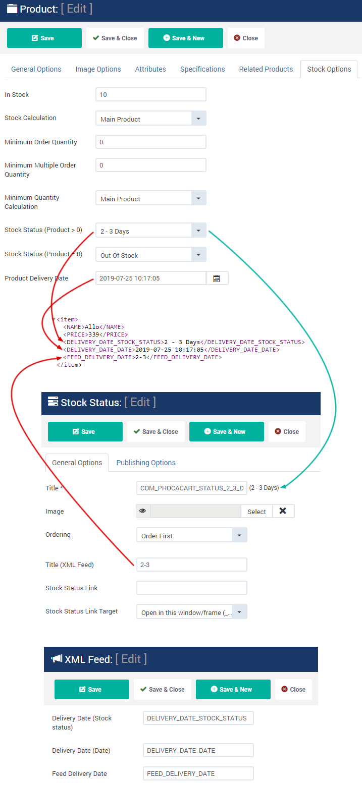 Phoca Cart - XML Feed - Stock Status