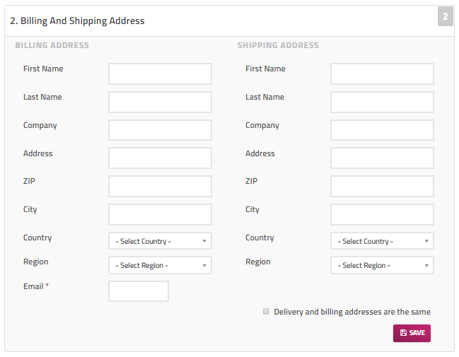 Form fields in checkout