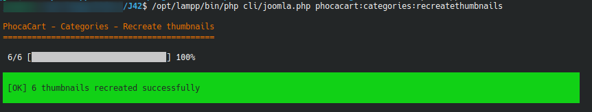 Phoca Cart - recreate thumbnails in console - categories