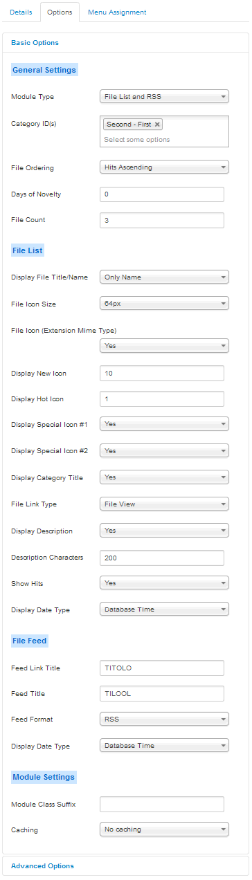 Phoca Download File Module - parameters Joomla! 3