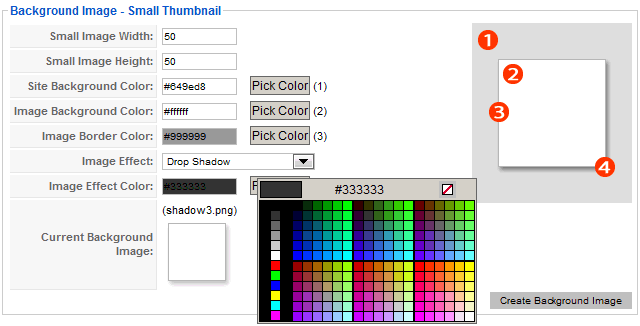 Phoca Gallery Theme Settings - setting of shadow boxes