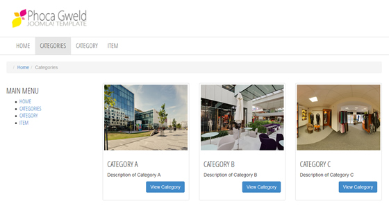 Phoca Panorama Categories View