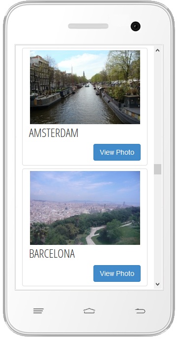 Phoca Photo - category view displayed in mobile phone