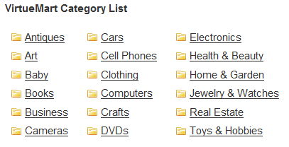 Virtuemart Category List Module