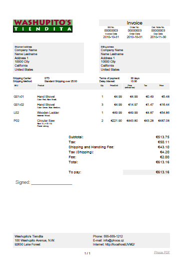 VirtueMart - Invoice, Delivery Note and Receipt Addon